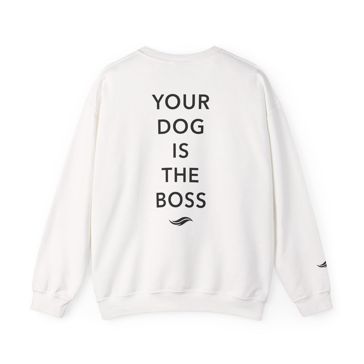 Back view, White: 'Your dog is the boss' tagline