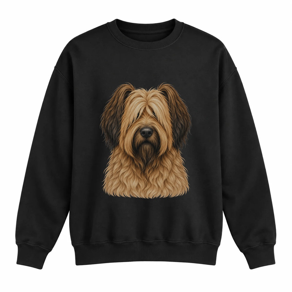 Briard portrait crewneck, Black Ink, front