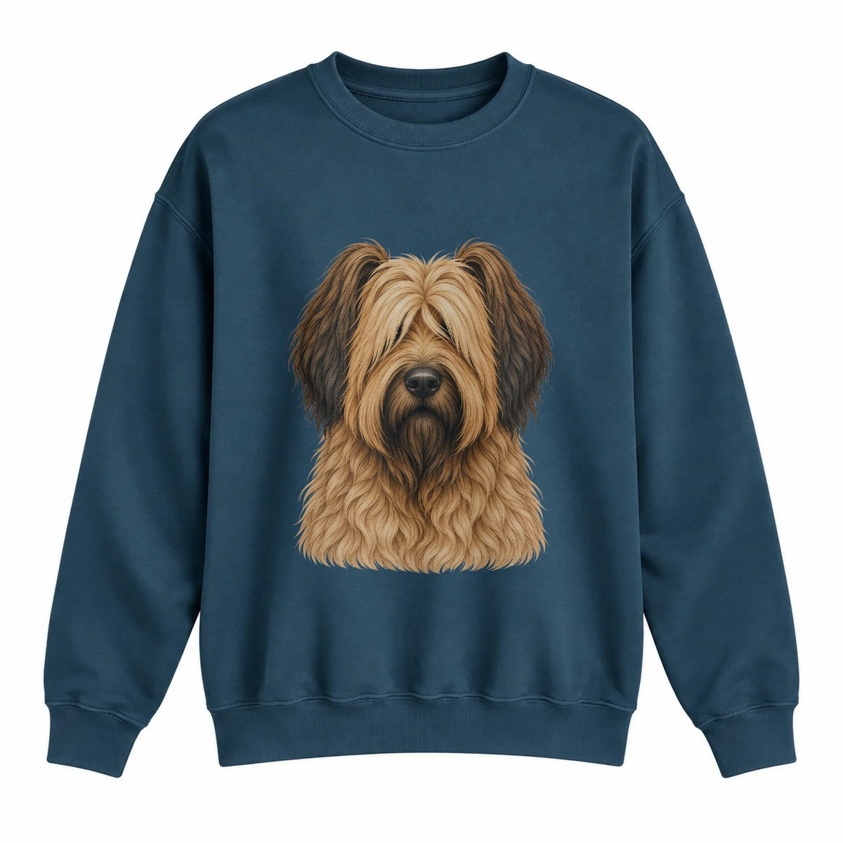 Briard portrait crewneck, Washed Navy, front