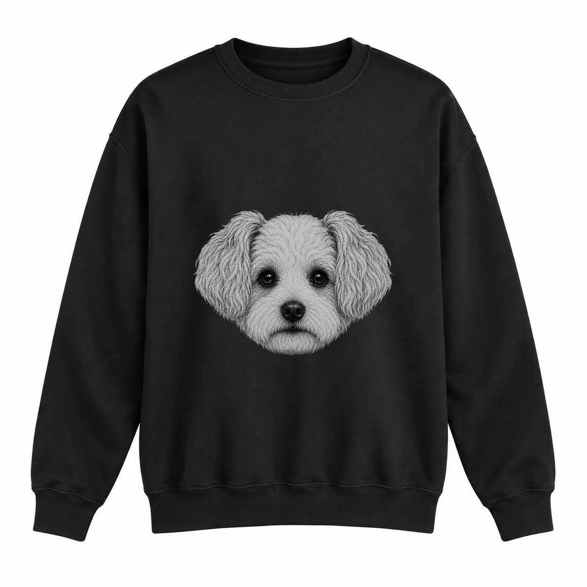 Moodle portrait crewneck, Black Ink, front