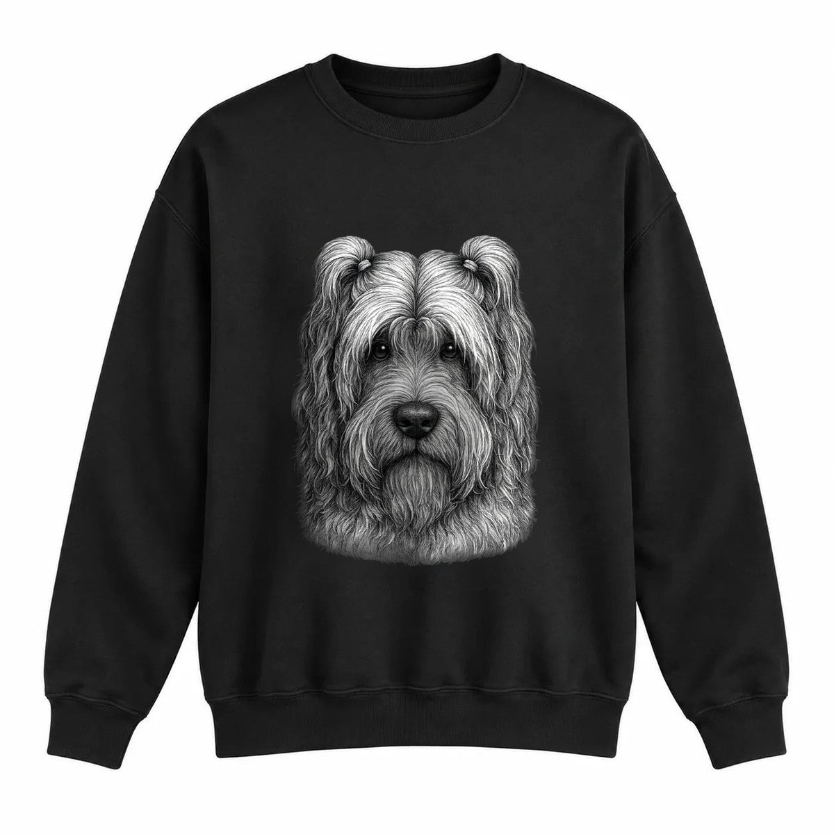 Newfypoo portrait crewneck, Black Ink, front