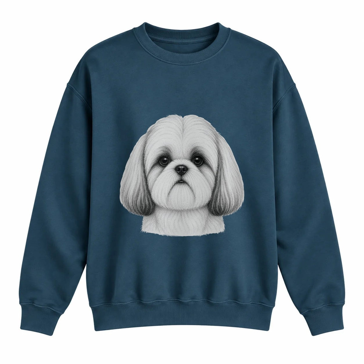 Shih Tzu portrait crewneck, Washed Navy, front