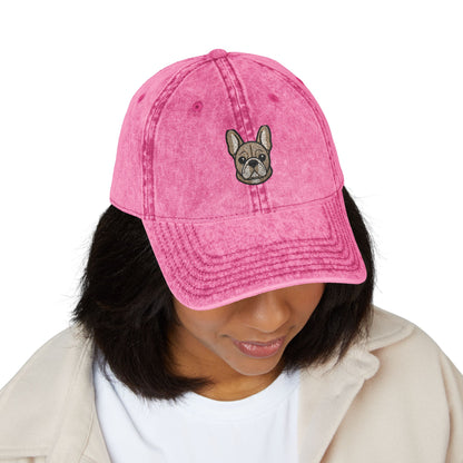 Embroidered French Bulldog Vintage Cap — Washed Hat