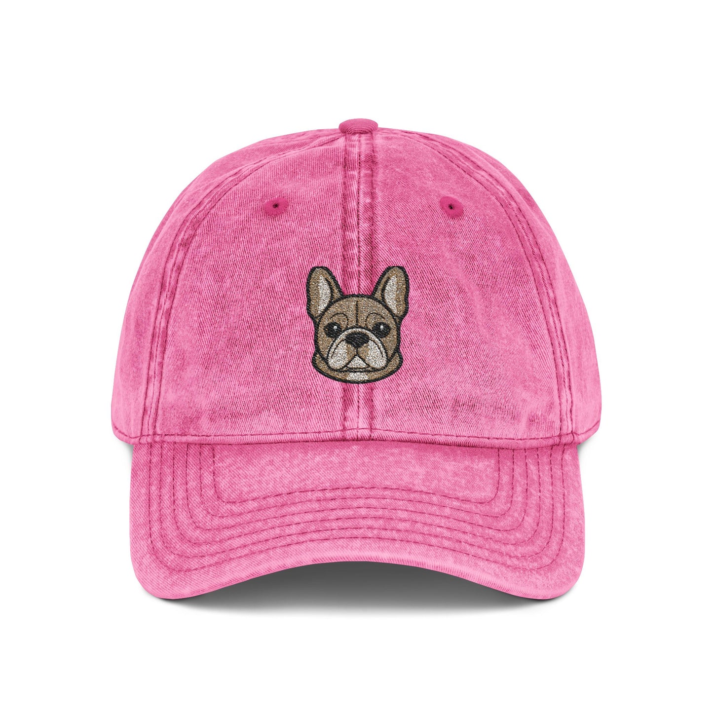 Embroidered French Bulldog Vintage Cap — Washed Hat