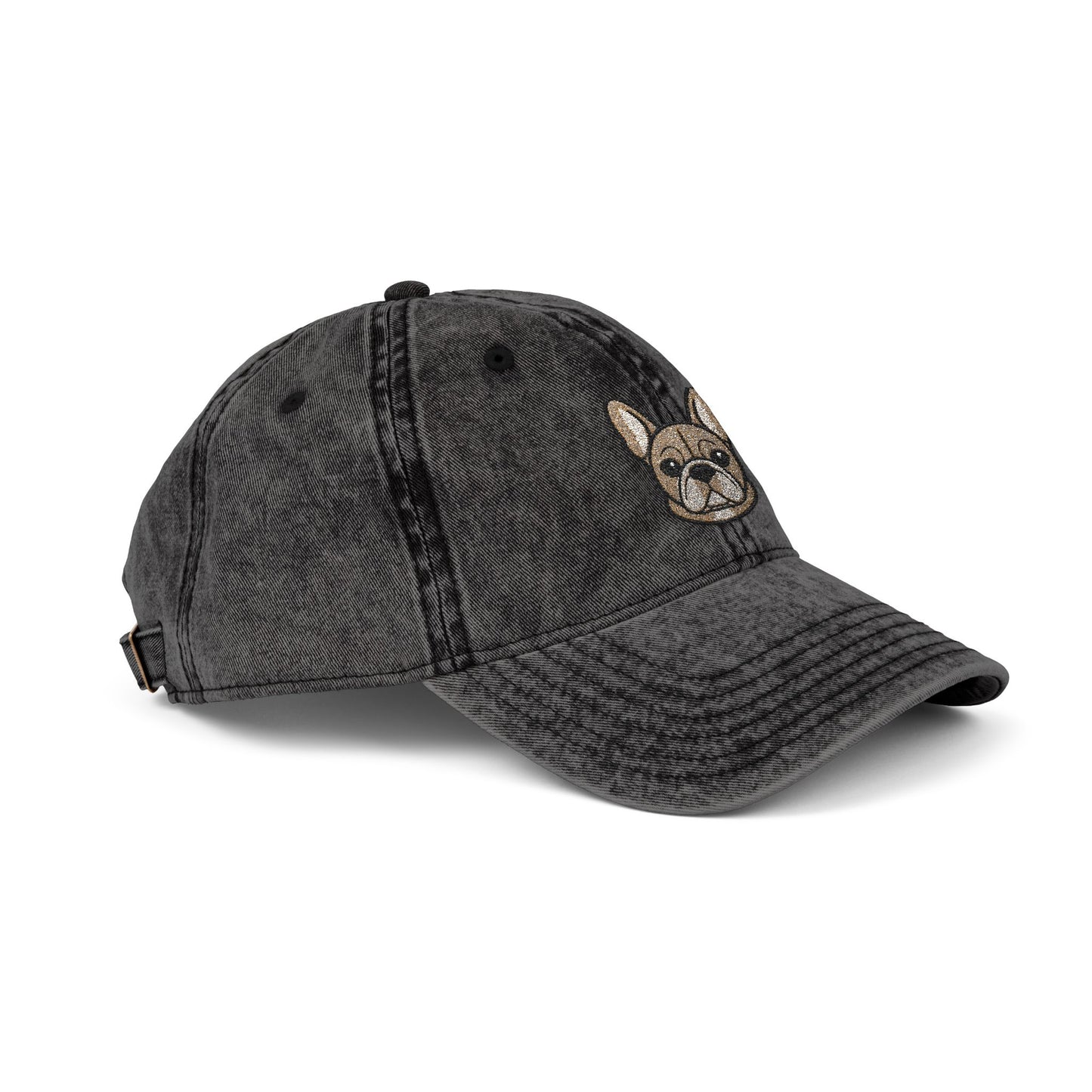 Embroidered French Bulldog Vintage Cap — Washed Hat