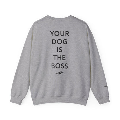 Back view, Sport Grey: 'Your dog is the boss' tagline