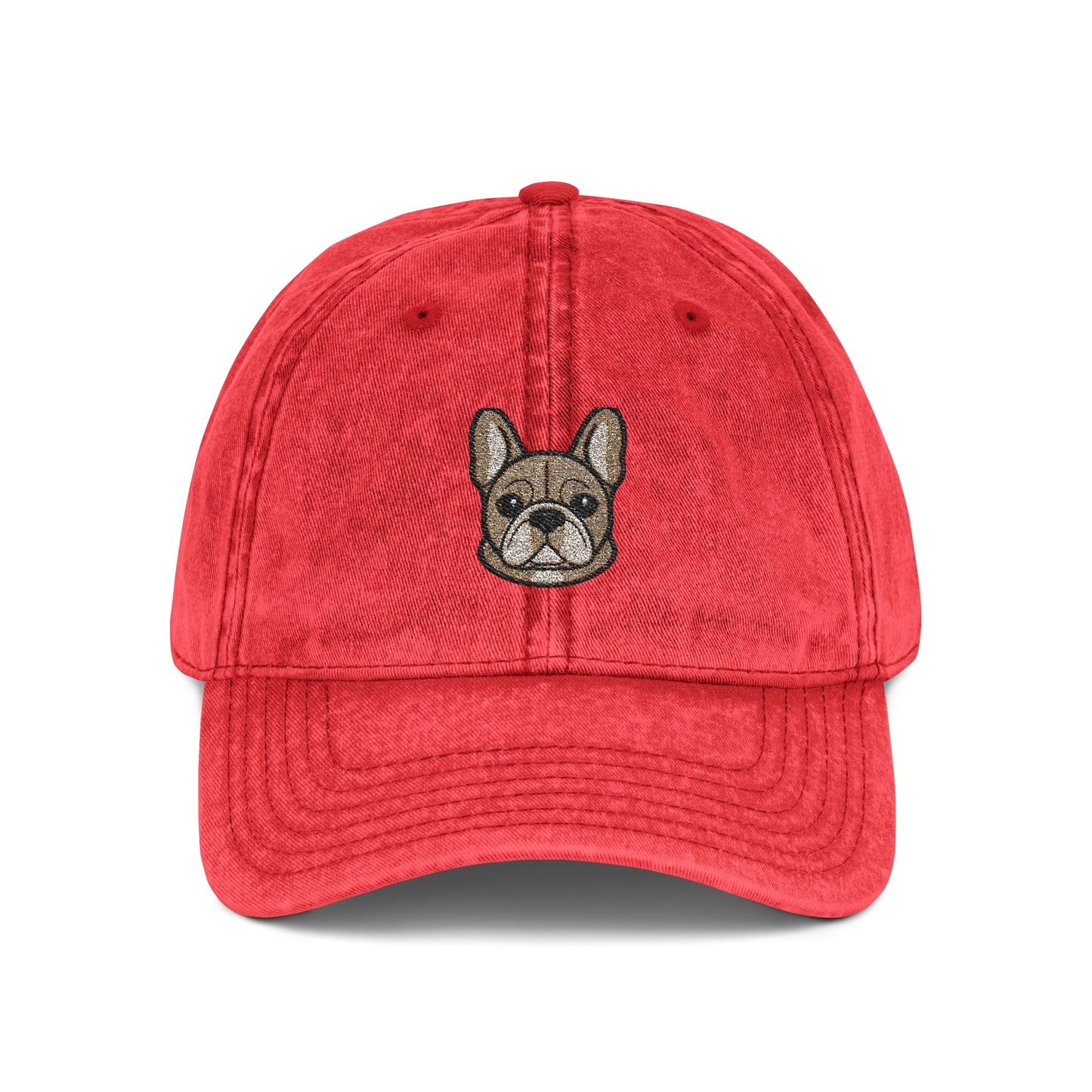 Embroidered French Bulldog Vintage Cap — Washed Hat