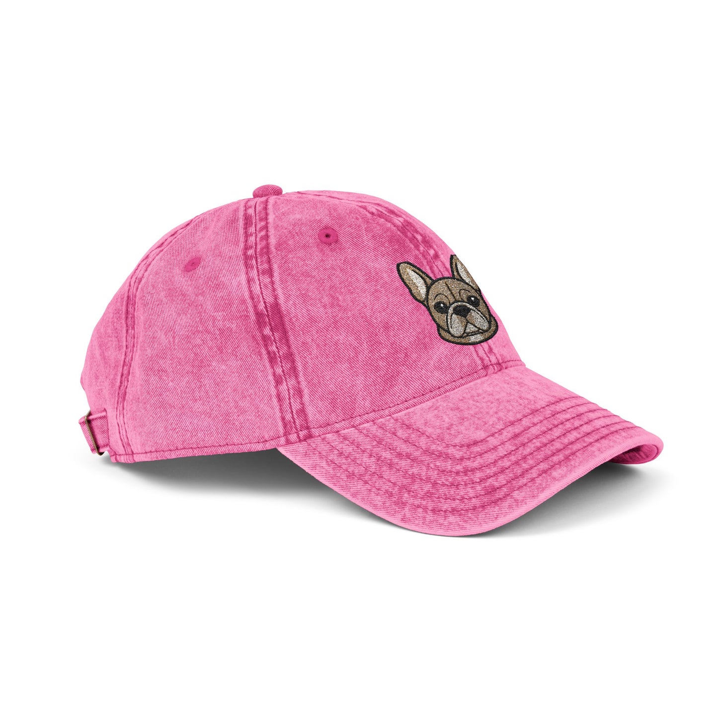 Embroidered French Bulldog Vintage Cap — Washed Hat