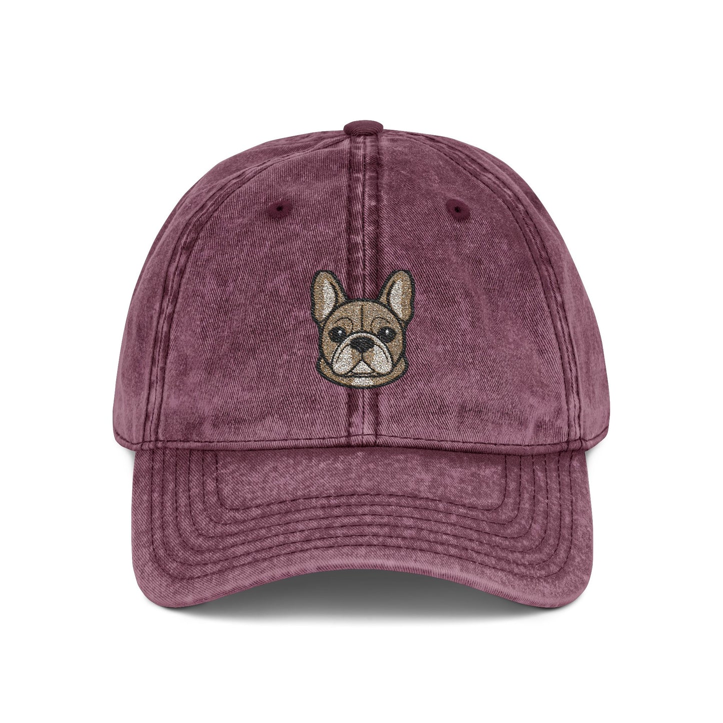 Embroidered French Bulldog Vintage Cap — Washed Hat