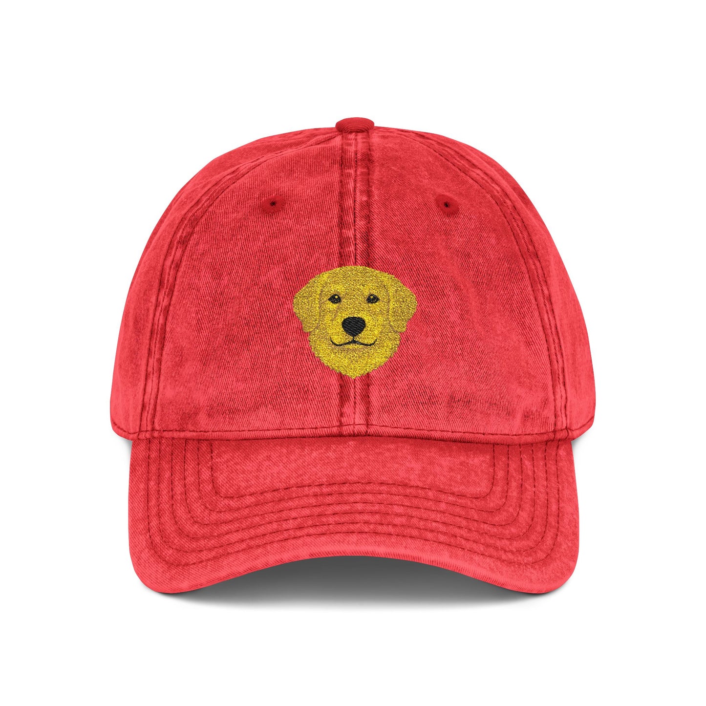 Vintage Embroidered Golden Retriever — Retro Washed Baseball Hat