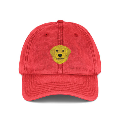 Vintage Embroidered Golden Retriever — Retro Washed Baseball Hat