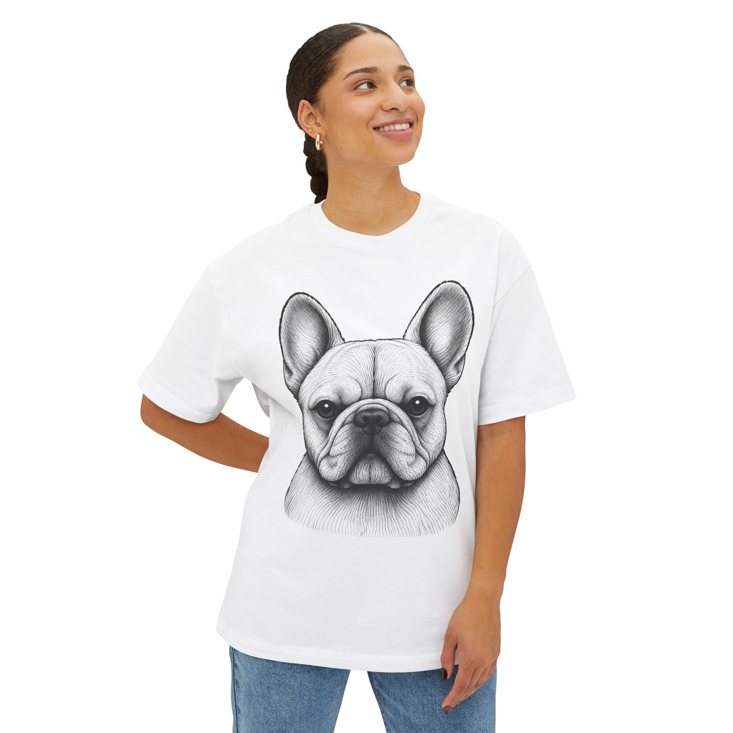 French Bulldog Portrait Tee - Minimalist Dog Face Graphic T-Shirt