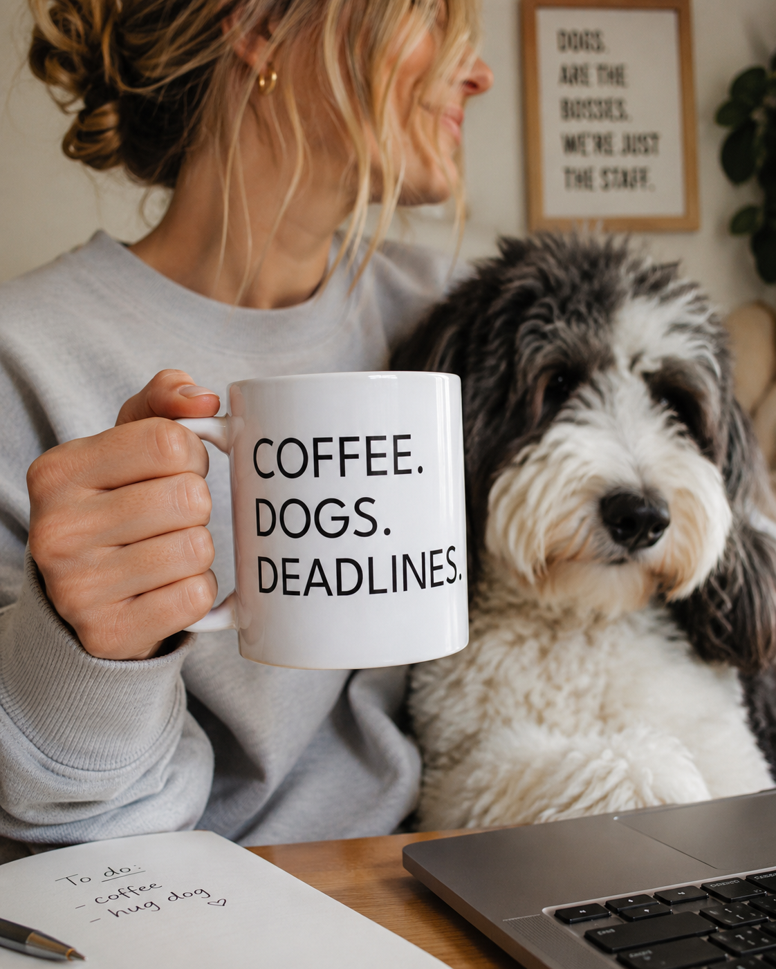 Coffee. Dogs. Deadlines. Mug