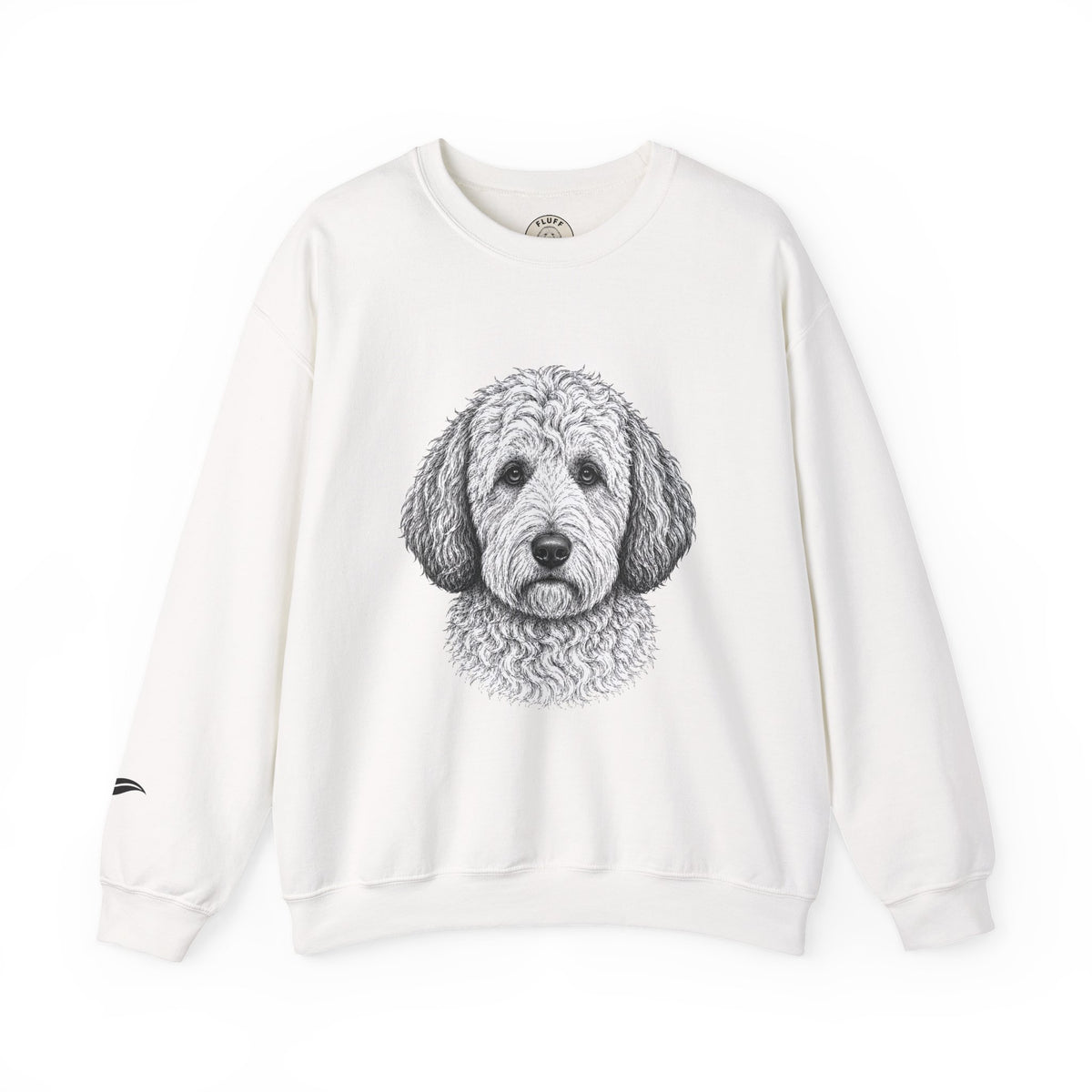 Goldendoodle portrait 'Your Dog Is the Boss' sweatshirt by Fluff Club