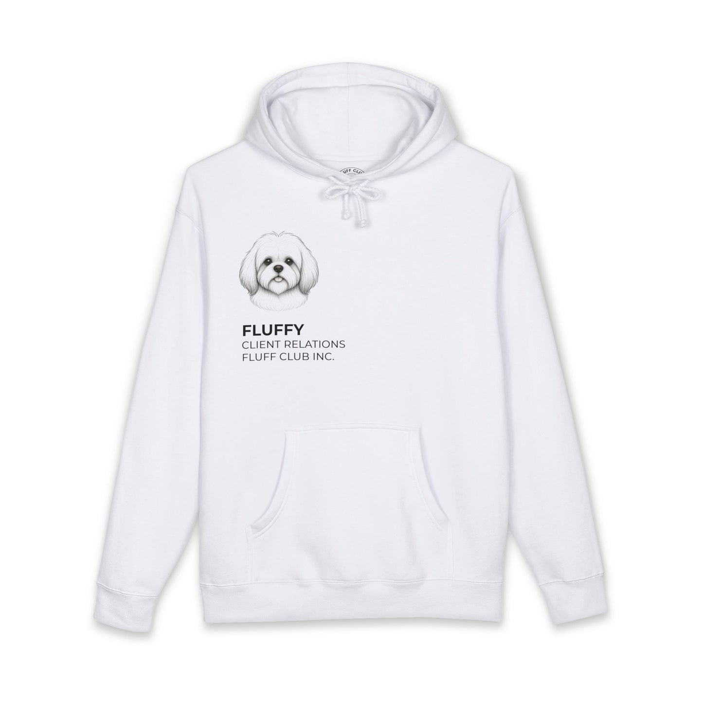 Fluff Club Hoodie – 'Dogs Who Work From Home' White Pullover