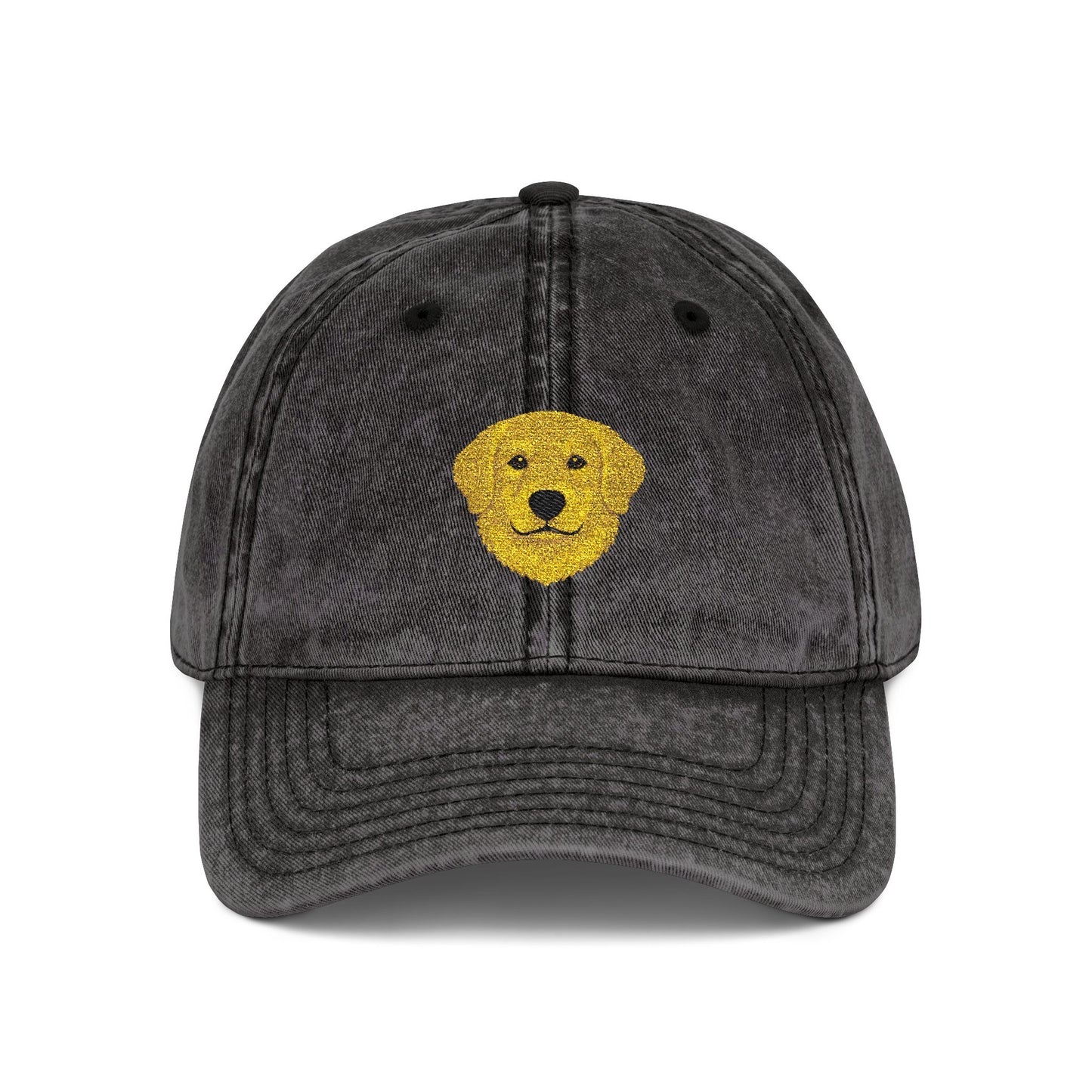 Vintage Embroidered Golden Retriever — Retro Washed Baseball Hat