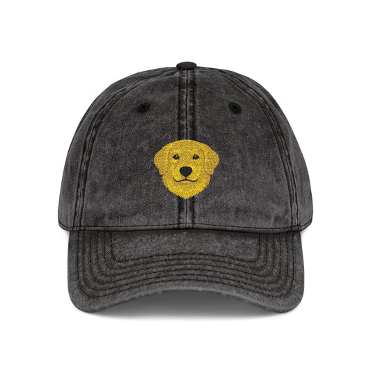 Vintage Embroidered Golden Retriever — Retro Washed Baseball Hat