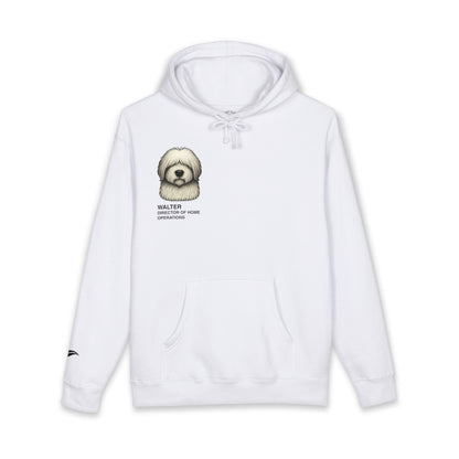 Personalized dog name badge hoodie by Fluff Club