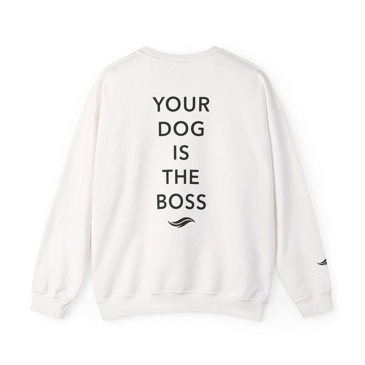 Back view, White: 'Your dog is the boss' tagline