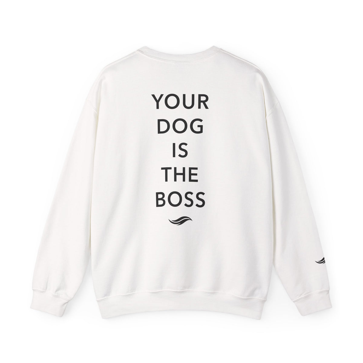 Back view, White: 'Your dog is the boss' tagline
