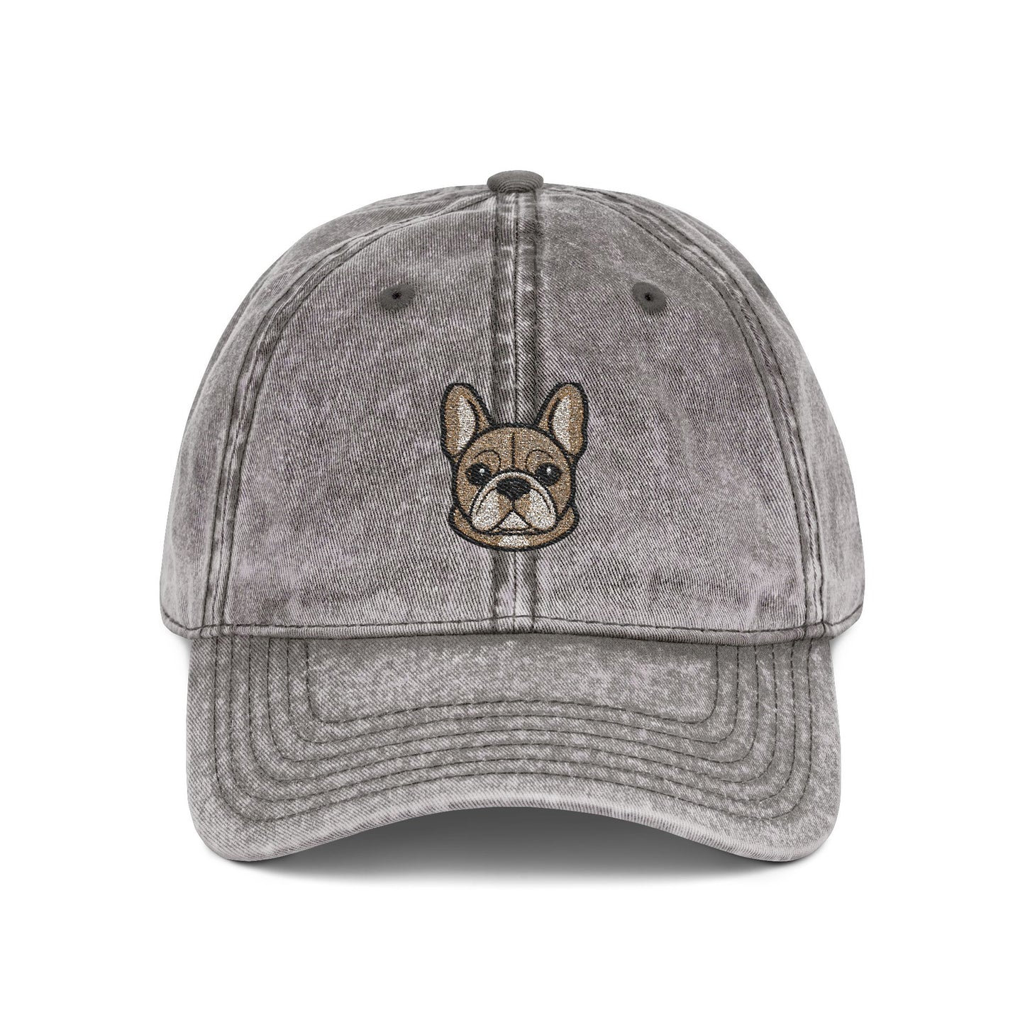 Embroidered French Bulldog Vintage Cap — Washed Hat