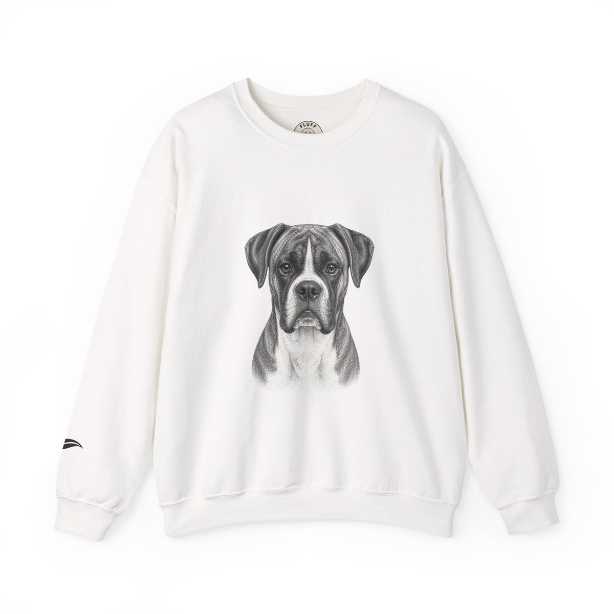 Boxer portrait 'Your Dog Is the Boss' sweatshirt by Fluff Club