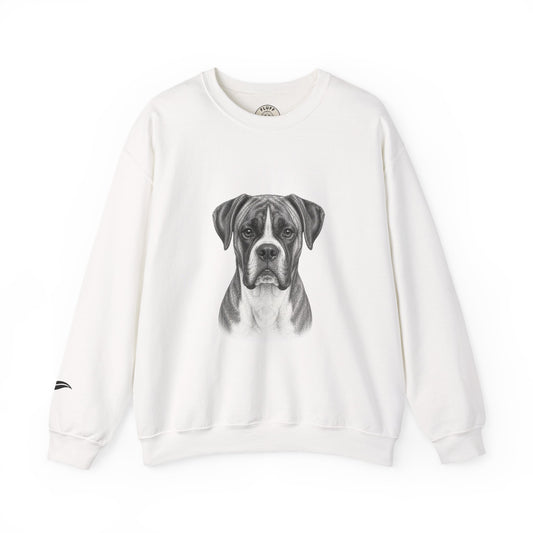 Boxer portrait 'Your Dog Is the Boss' sweatshirt by Fluff Club