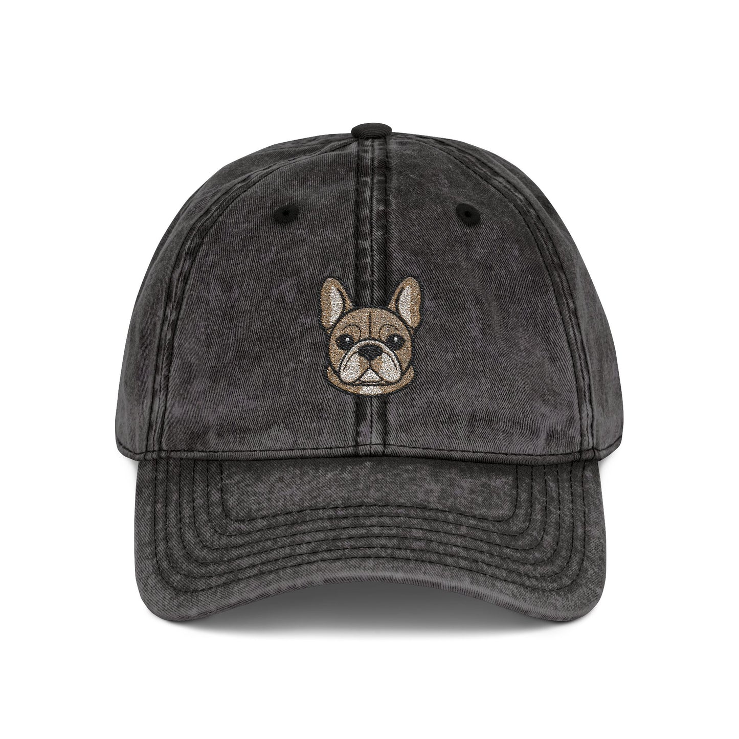 Embroidered French Bulldog Vintage Cap — Washed Hat