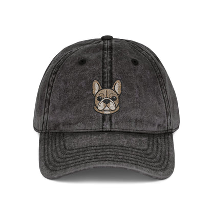 Embroidered French Bulldog Vintage Cap — Washed Hat