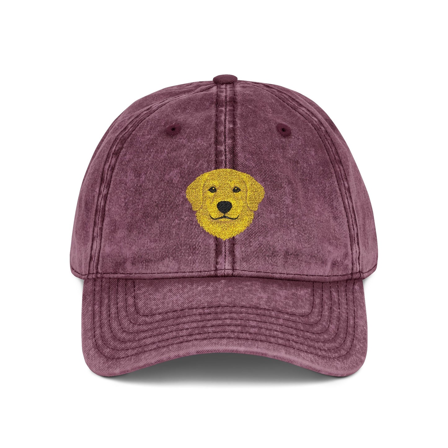 Vintage Embroidered Golden Retriever — Retro Washed Baseball Hat