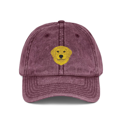 Vintage Embroidered Golden Retriever — Retro Washed Baseball Hat