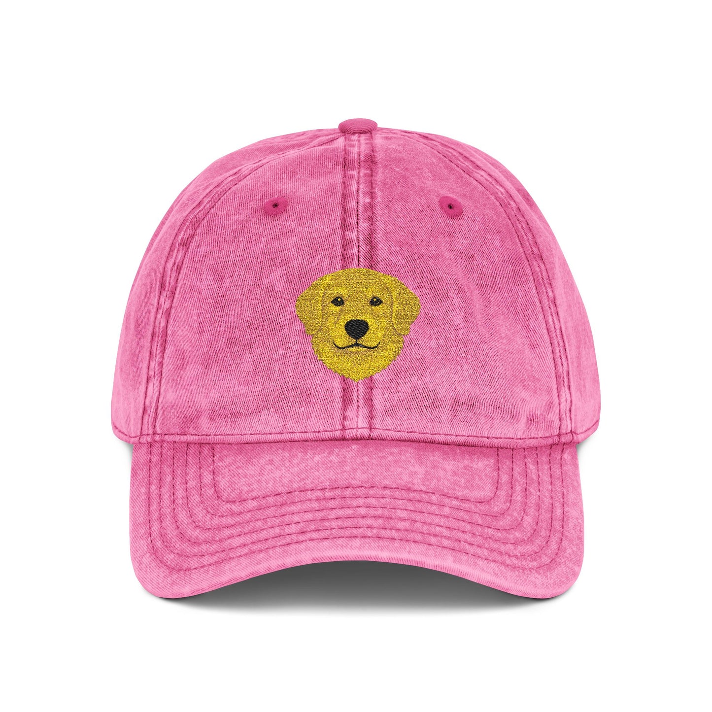 Vintage Embroidered Golden Retriever — Retro Washed Baseball Hat