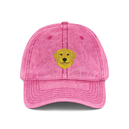 Vintage Embroidered Golden Retriever — Retro Washed Baseball Hat