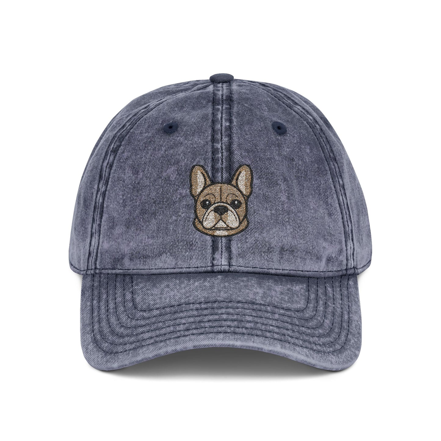 Embroidered French Bulldog Vintage Cap — Washed Hat