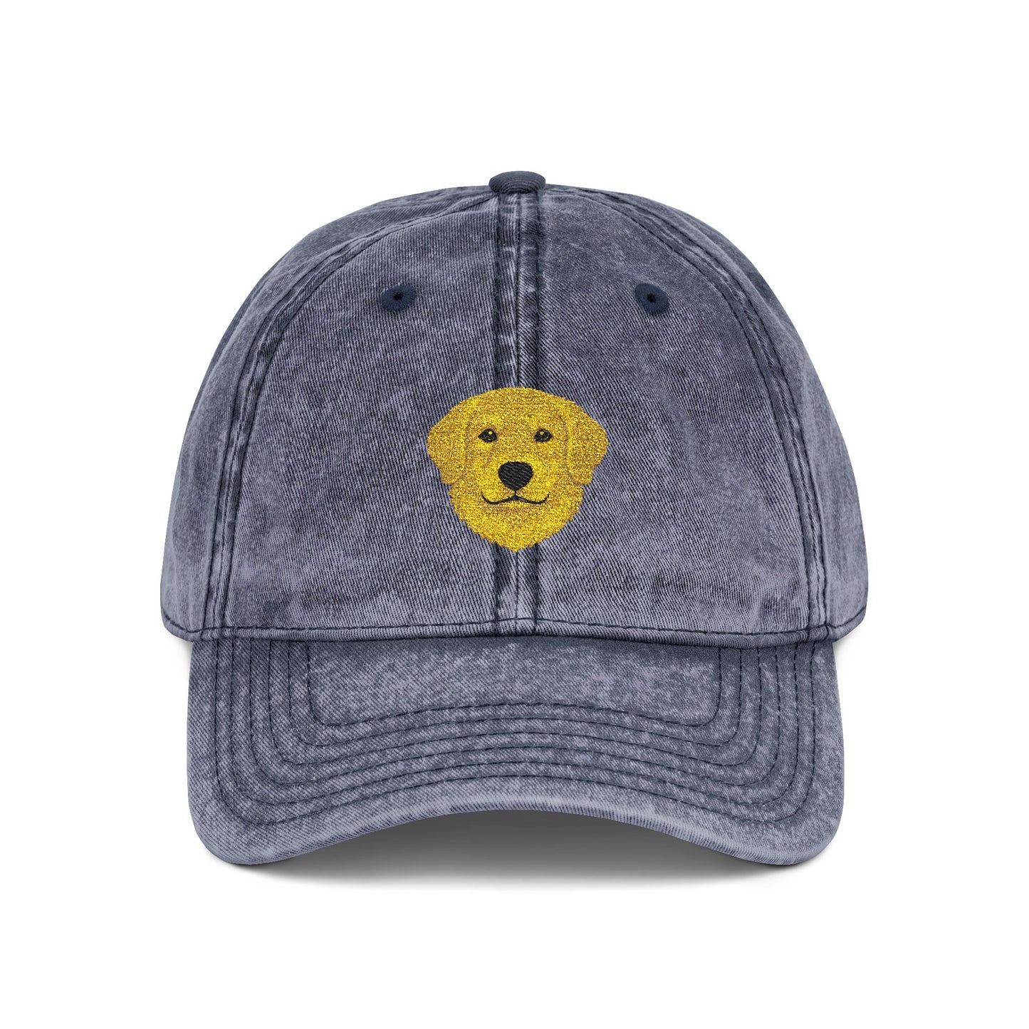 Vintage Embroidered Golden Retriever — Retro Washed Baseball Hat