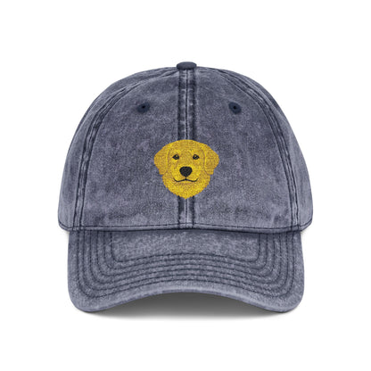 Vintage Embroidered Golden Retriever — Retro Washed Baseball Hat