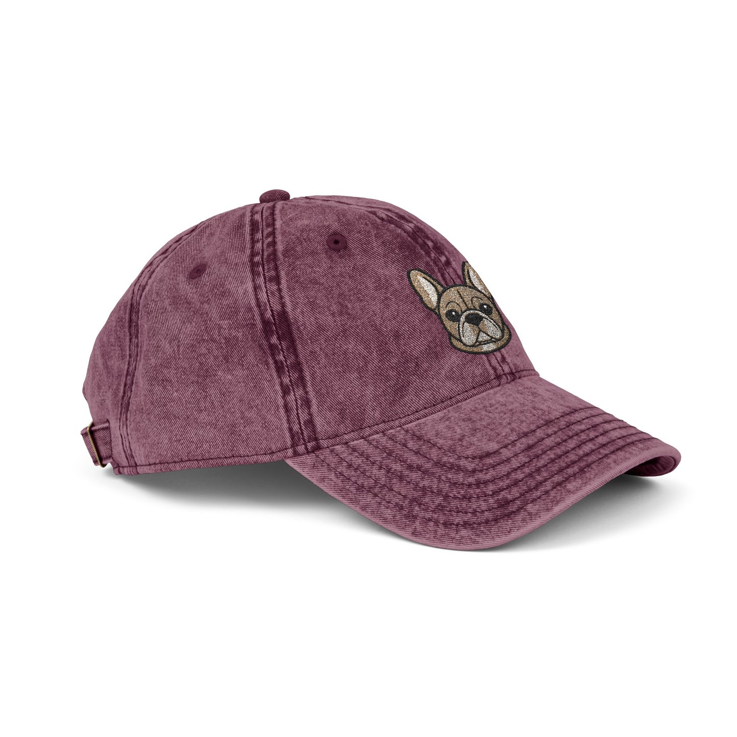 Embroidered French Bulldog Vintage Cap — Washed Hat