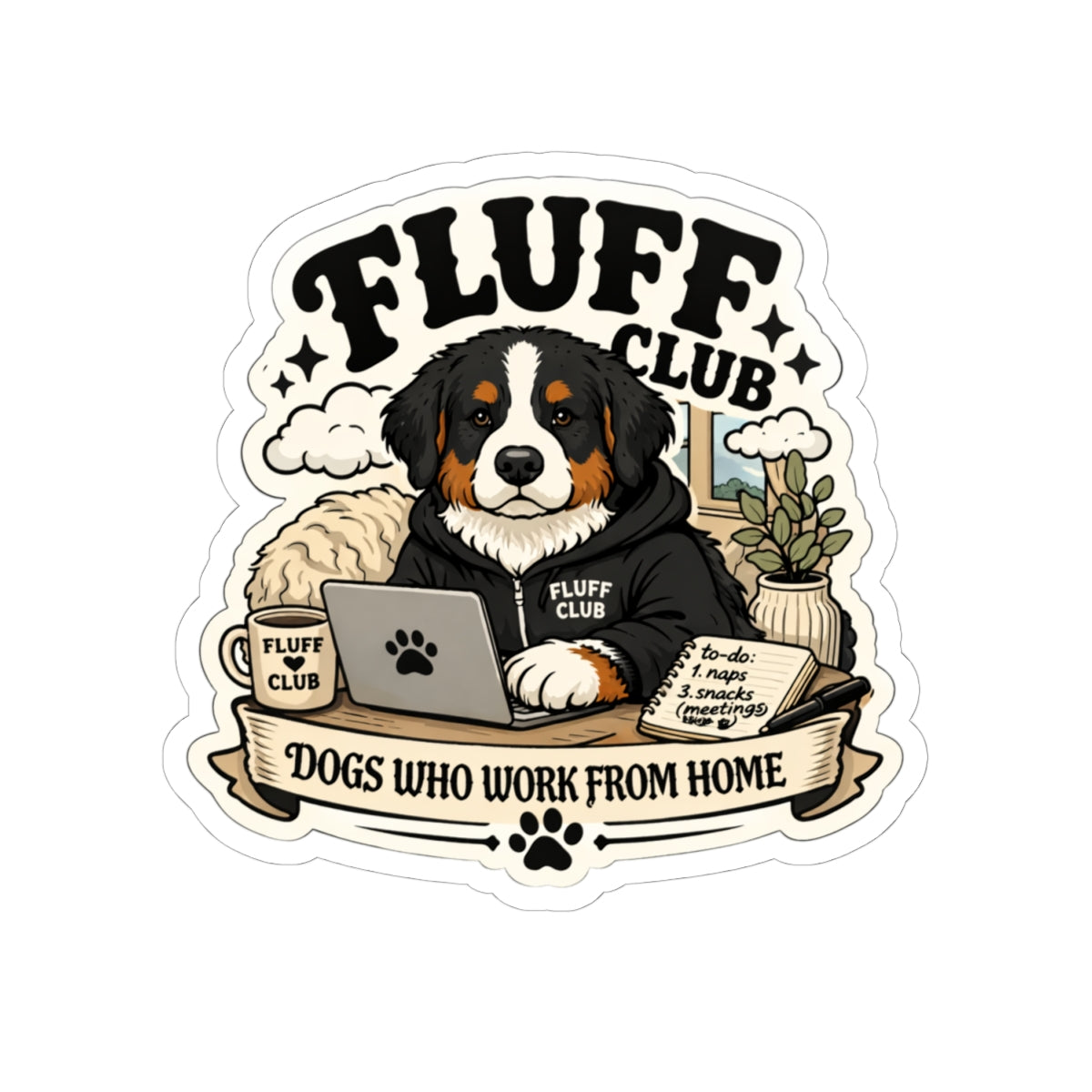 Fluff Club Cute Bernese Dog Decal