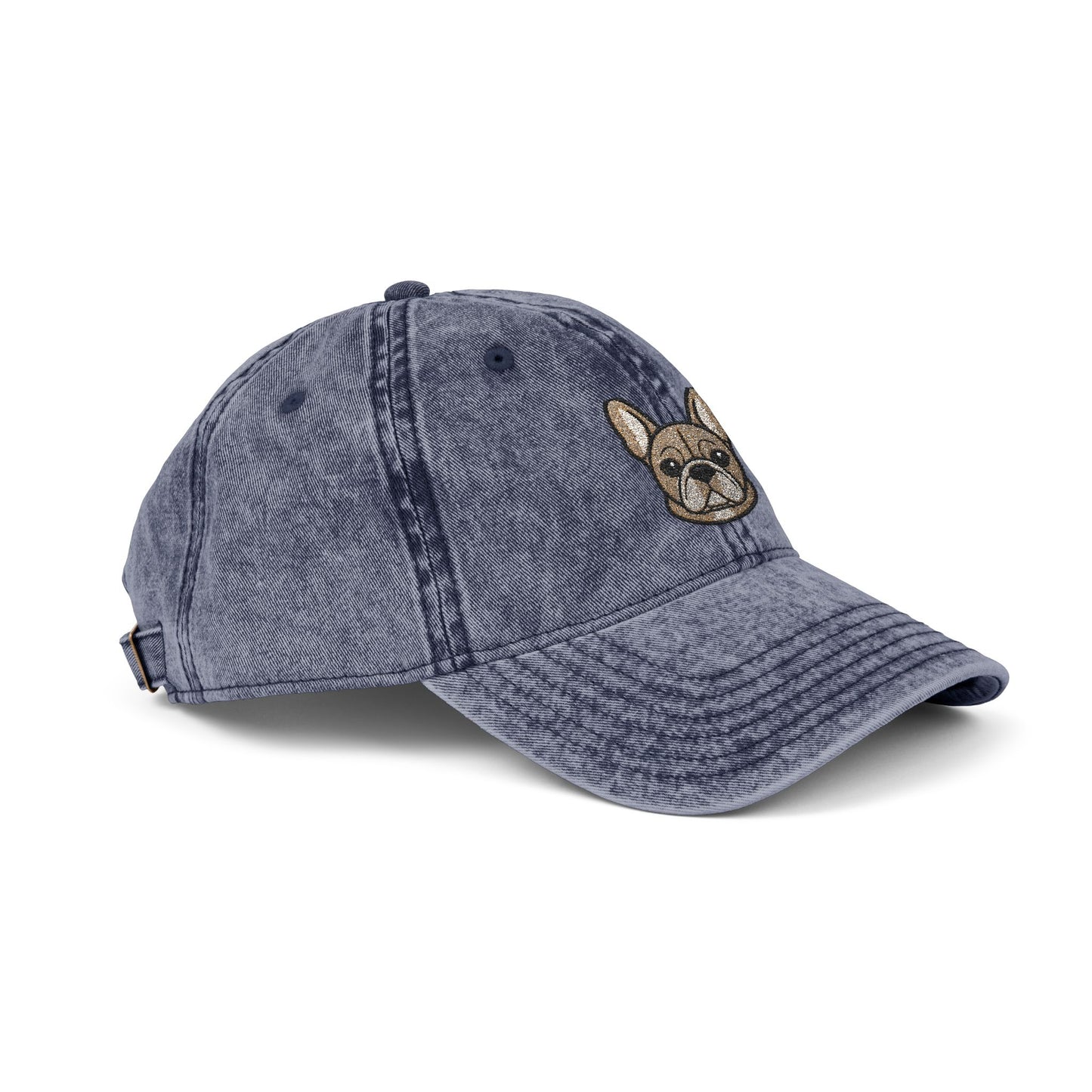 Embroidered French Bulldog Vintage Cap — Washed Hat