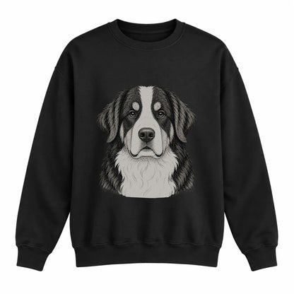 Bernese Mountain Dog portrait crewneck, Black Ink, front