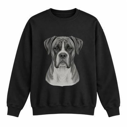 Boxer portrait crewneck, Black Ink, front
