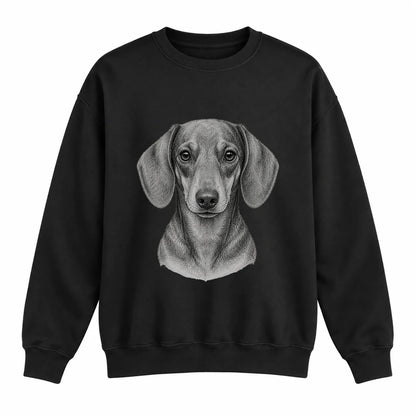 Dachshund portrait crewneck, Black Ink, front