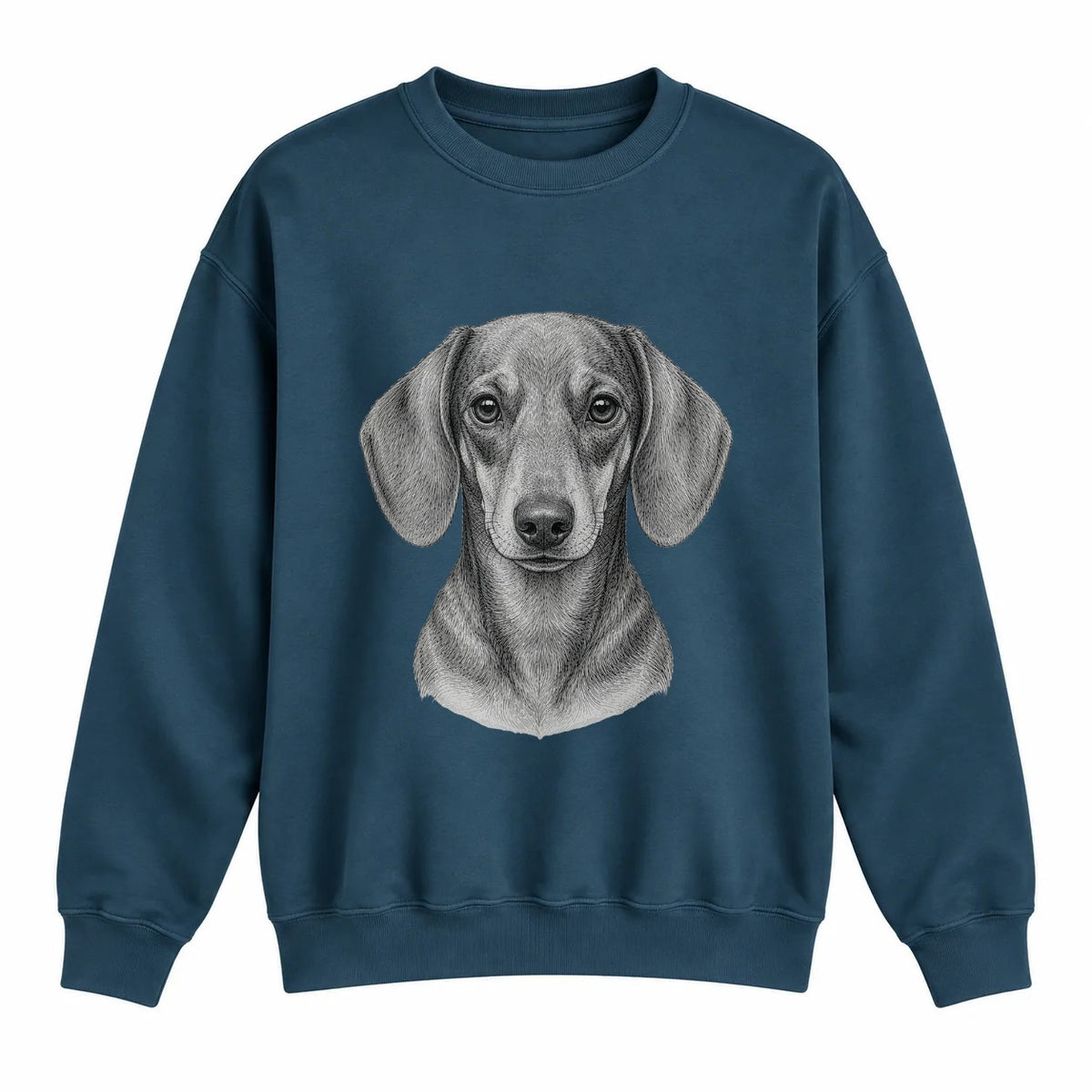 Dachshund portrait crewneck, Washed Navy, front