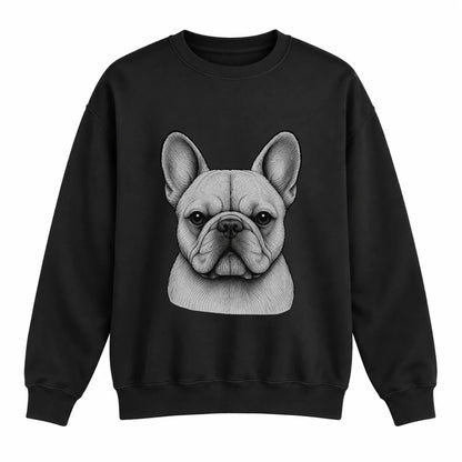 French Bulldog portrait crewneck, Black Ink, front