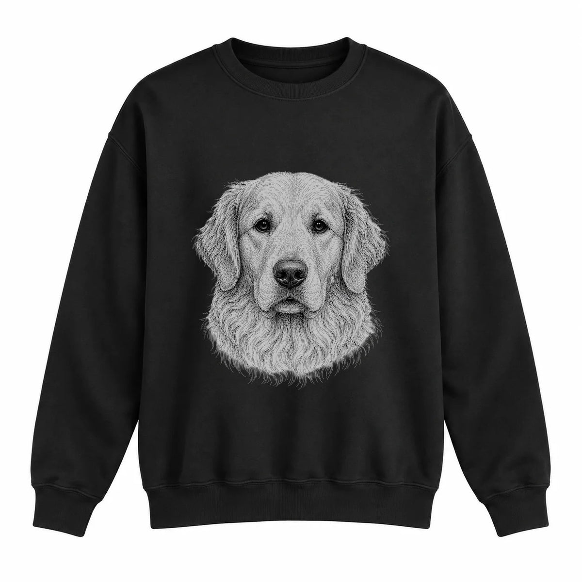 Golden Retriever portrait crewneck, Black Ink, front