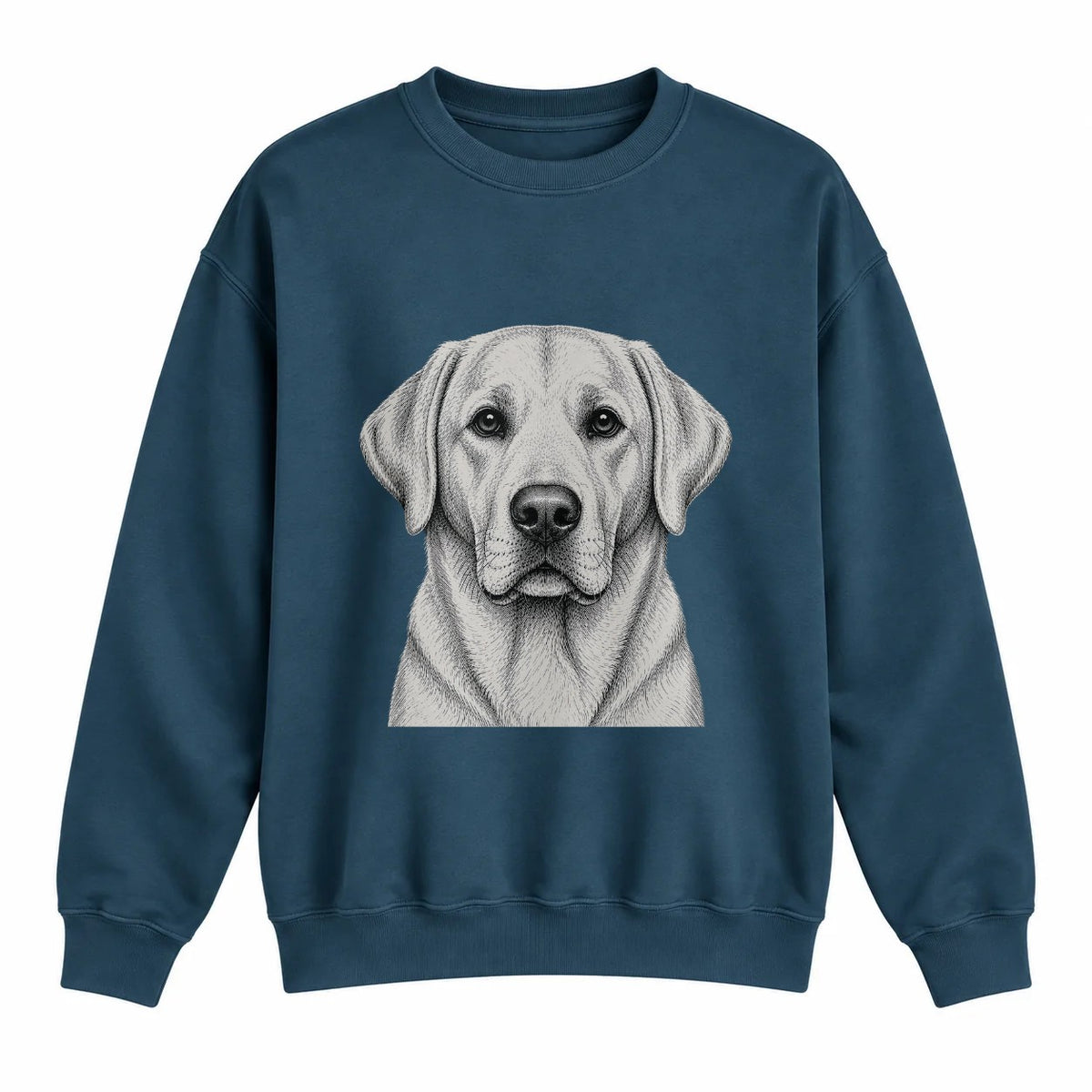 Labrador portrait crewneck, Washed Navy, front