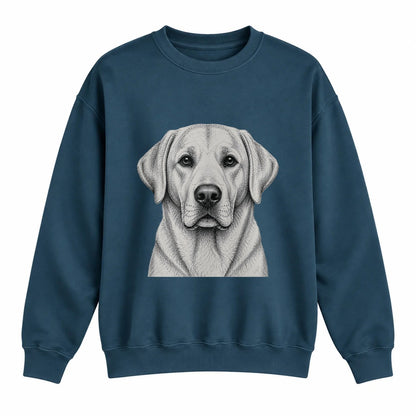 Labrador portrait crewneck, Washed Navy, front