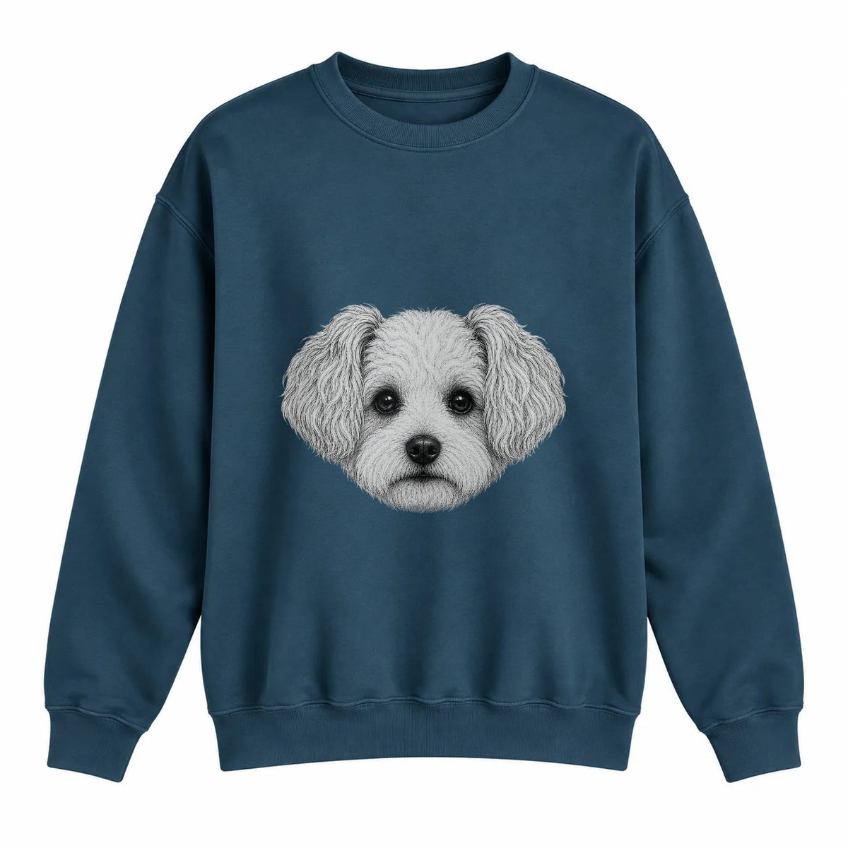 Moodle portrait crewneck, Washed Navy, front