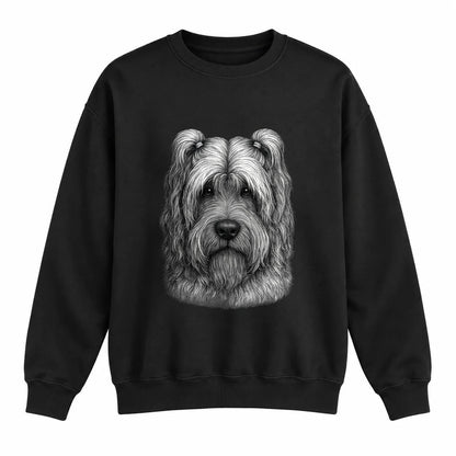 Newfypoo portrait crewneck, Black Ink, front