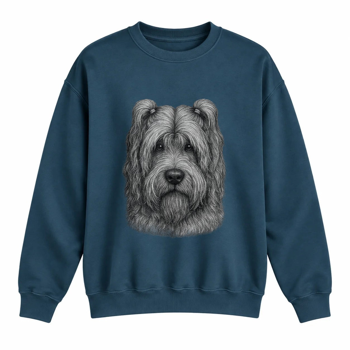 Newfypoo portrait crewneck, Washed Navy, front